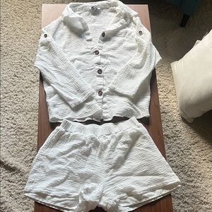 White Linen Matching Set